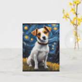 Jack Russel Met Halsband Schilderij Print  Kaart (Gele Bloem)