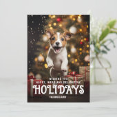 Jack Russel Puppy Dog Custom Xmas Feestdagenkaart (Staand voorkant)