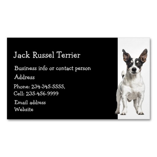 Jack Russel Terrier Dog Breeder Pet Sitter Busines Magnetisch Visitekaartje (Voorkant)