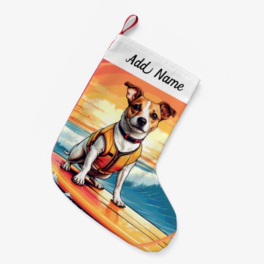 Jack Russel Terrier Dog Kleine Kerstsok (Voorkant (Hangend))