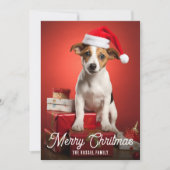 Jack Russel Terrier Hond Kerstcadeaus Rood Feestdagenkaart (Voorkant)