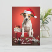 Jack Russel Terrier Hond Kerstcadeaus Rood Feestdagenkaart (Staand voorkant)
