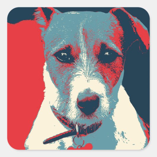 Jack Russel Terrier Political Hope Parody Vierkante Sticker (Voorkant)