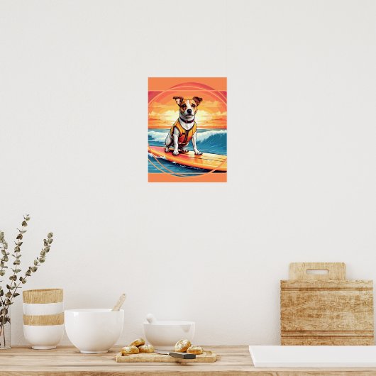 Jack Russel Terrier Surfing Poster (Keuken)