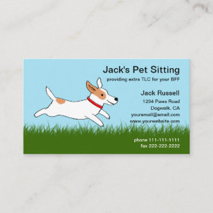 Jack Russell Cartoon Dog gaat over Grass - Pet Car Visitekaartje