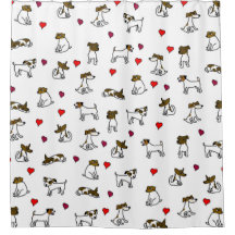 Jack Russell Cartoon Shower Curtain