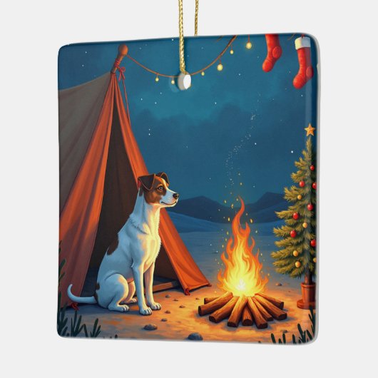 Jack Russell Christmas Camping Night Painting Keramisch Ornament (Links)