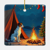 Jack Russell Christmas Camping Night Painting Keramisch Ornament (Achterkant)