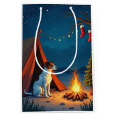 Jack Russell Christmas Camping Night Painting Medium Cadeauzakje (Voorkant)