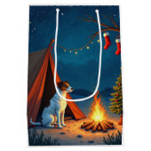 Jack Russell Christmas Camping Night Painting Medium Cadeauzakje (Achterkant)