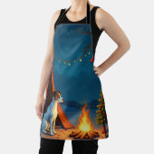 Jack Russell Christmas Camping Night Painting Schort (Insitu)