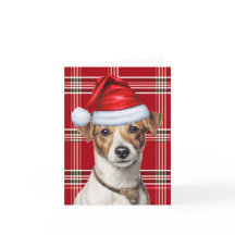 Jack Russell Christmas Dog Red Plaid Christmas