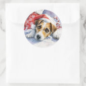 Jack Russell Christmas Round Sticker (Tas)