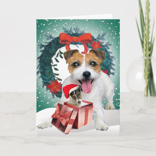 Jack Russell Christmas Times Feestdagen Kaart (Voorkant)