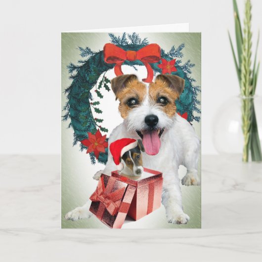 Jack Russell Christmas Times Feestdagen Kaart (Voorkant)