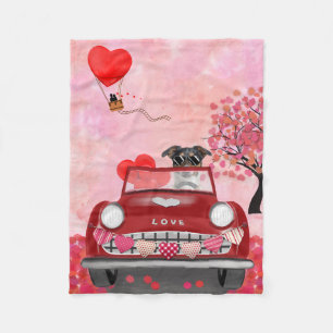 Jack Russell Dog Car met Hearts Valentijns Fleece Deken