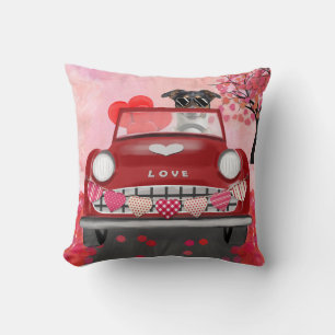 Jack Russell Dog Car met Hearts Valentijns Kussen