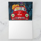 Jack Russell Dog Driving Car Scary Halloween Kaart (Binnen)