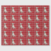 Jack Russell Dog en Holiday Plaid Kerstmis Cadeaupapier (Vlak)