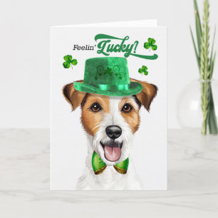 Jack Russell Dog Feelin' Lucky St Patrick's Day Feestdagen Kaart