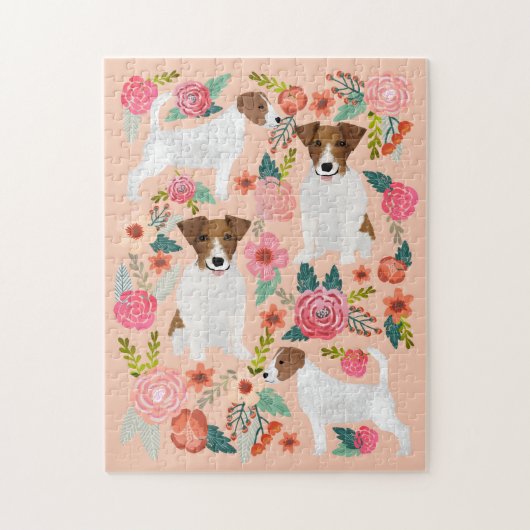Jack Russell Dog Florals Legpuzzel (Verticaal)