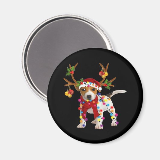 Jack russell Dog Gorgeous Reindeer Christmas Light Magneet (Voorkant / Achterkant)