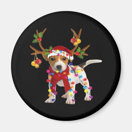 Jack russell Dog Gorgeous Reindeer Christmas Light Magneet (Voorkant)