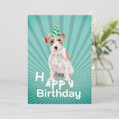 Jack Russell Dog Happy Birthday Party Uitnodiging (Staand voorkant)