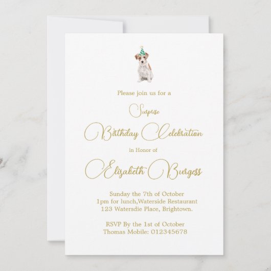 Jack Russell Dog Happy Birthday Party Uitnodiging (Achterkant)