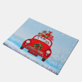 Jack Russell Dog in auto met kerstman Deurmat (Schuin)