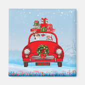 Jack Russell Dog in auto met kerstman Magneet (Voorkant)
