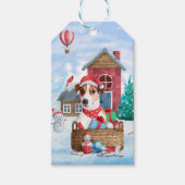 Jack Russell Dog in het sneeuwbalhuis Cadeaulabel (Voorkant)