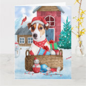 Jack Russell Dog in het sneeuwbalhuis Kaart (Gele Bloem)