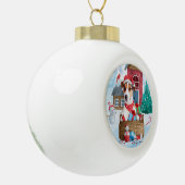 Jack Russell Dog in het sneeuwbalhuis Keramische Bal Ornament (Links)
