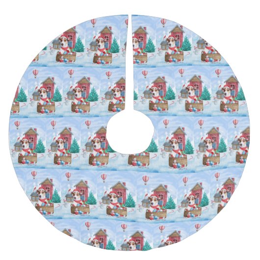 Jack Russell Dog in het sneeuwbalhuis Kerstboom Rok (Voorkant)