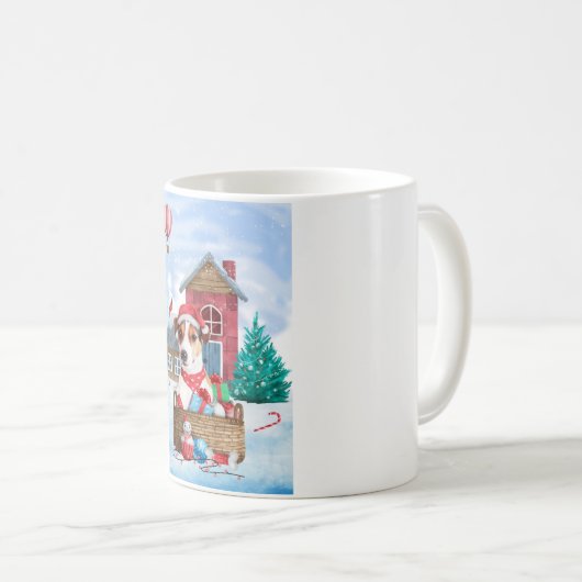 Jack Russell Dog in het sneeuwbalhuis Koffiemok (Voorkant rechts)