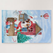 Jack Russell Dog in het sneeuwbalhuis Legpuzzel (Horizontaal)