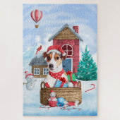 Jack Russell Dog in het sneeuwbalhuis Legpuzzel (Verticaal)