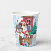 Jack Russell Dog in het sneeuwbalhuis Papieren Bekers (Achterkant)