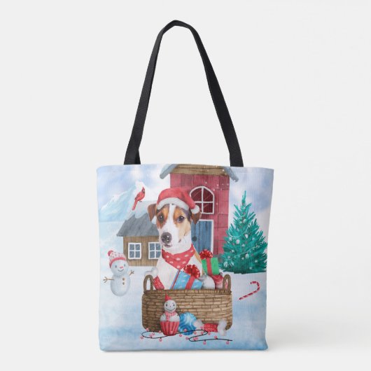 Jack Russell Dog in het sneeuwbalhuis Tote Bag (Achterkant)