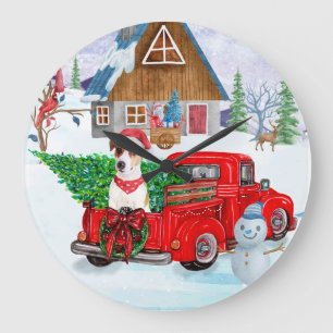 Jack Russell Dog in kerstcadeauwagen Grote Klok