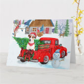 Jack Russell Dog in kerstcadeauwagen Kaart (Gele Bloem)