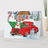 Jack Russell Dog in kerstcadeauwagen Kaart (Voorkant)