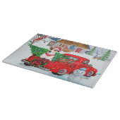 Jack Russell Dog in kerstcadeauwagen Snijplank (Hoek)