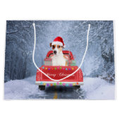 Jack Russell Dog in Snow, met Kerstmis Groot Cadeauzakje (Voorkant)