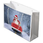 Jack Russell Dog in Snow, met Kerstmis Groot Cadeauzakje (Voorkant Gekanteld)