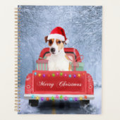 Jack Russell Dog in Snow, met Kerstmis Planner (Voorkant)