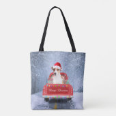 Jack Russell Dog in Snow, met Kerstmis Tote Bag (Achterkant)
