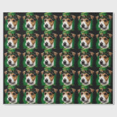 Jack Russell Dog in St. Patrick's Day Dress Cadeaupapier (Vlak)