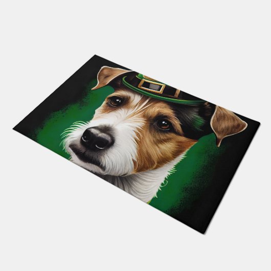 Jack Russell Dog in St. Patrick's Day Dress Deurmat (Schuin)